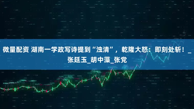 微量配资 湖南一学政写诗提到“浊清”，乾隆大怒：即刻处斩！_张廷玉_胡中藻_张党
